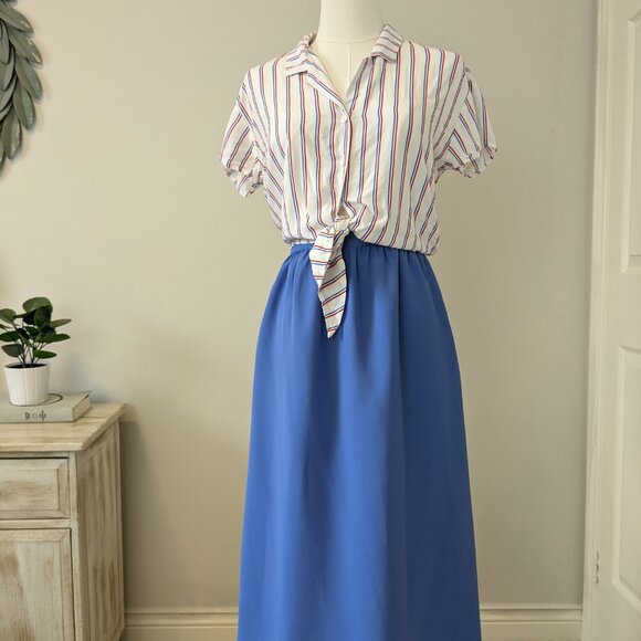 Vintage EATON Periwinkle/Lavender Midi Skirt – Size 6/8 - Picture 2 of 7